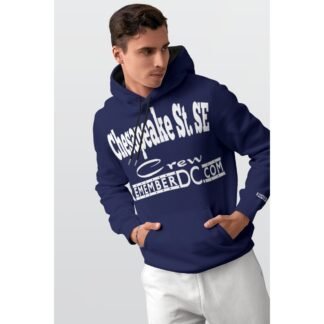 *Hoodie – Chesapeake St. SE Crew – Remember DC! White Print on Navy Blue